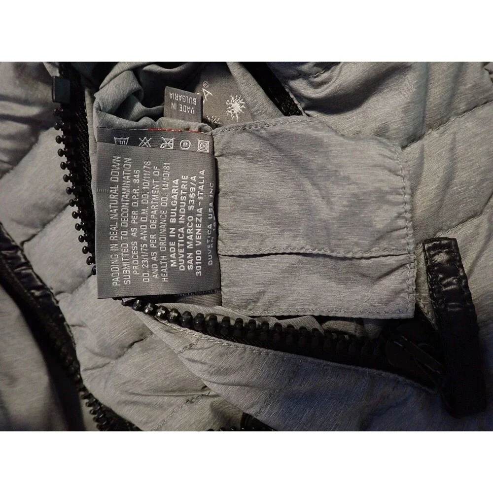 Duvetica Jacket Mens 46 Small Two Tone Gray Navy Down Puffer Hooded Packable